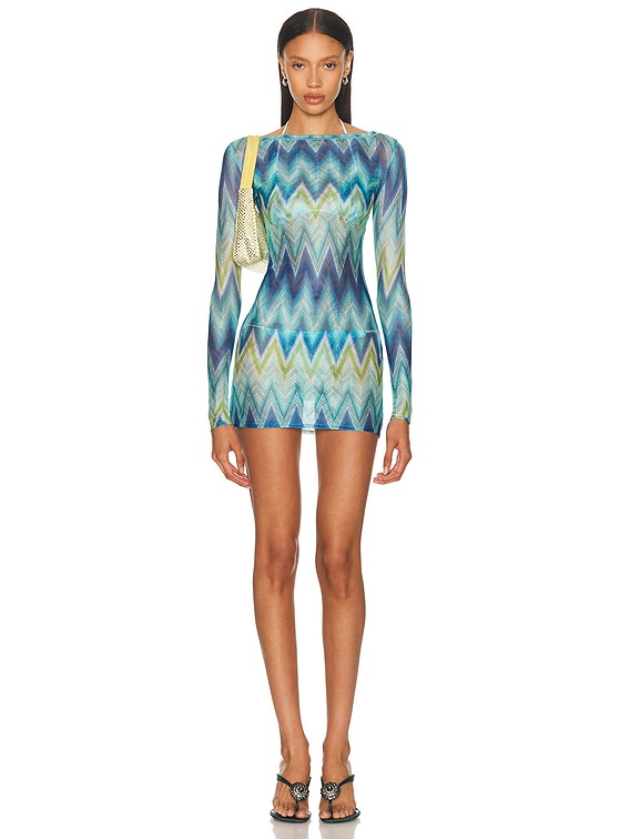 Missoni Bikini Set in Blue & Green Micro Chevron | FWRD