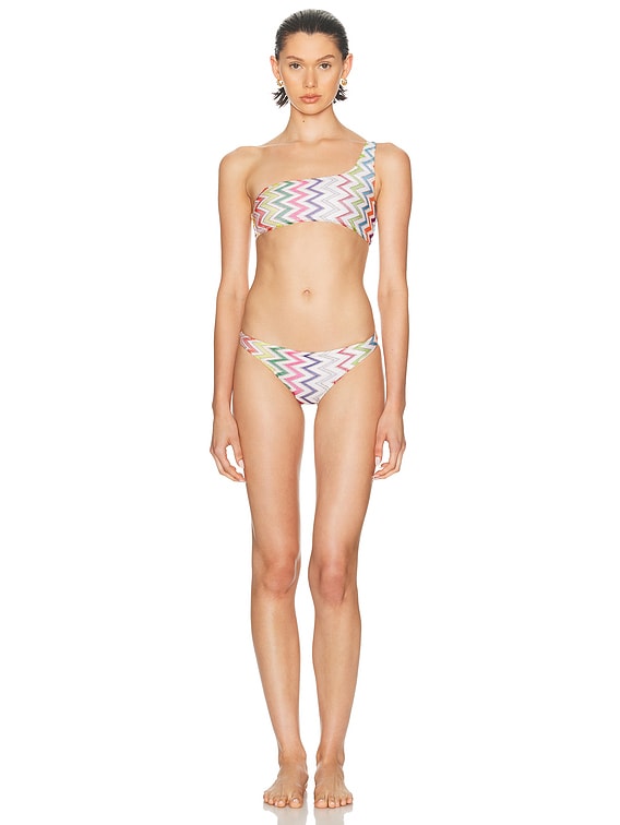 MISSONI ミッソーニ Missoni Zig Zag One Shoulder Bikini Set in Multicolor On