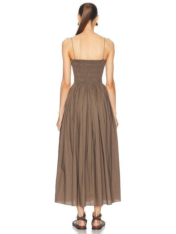 matteau shirred lace up dress Matteau Shirred Bodice Dress in Birch