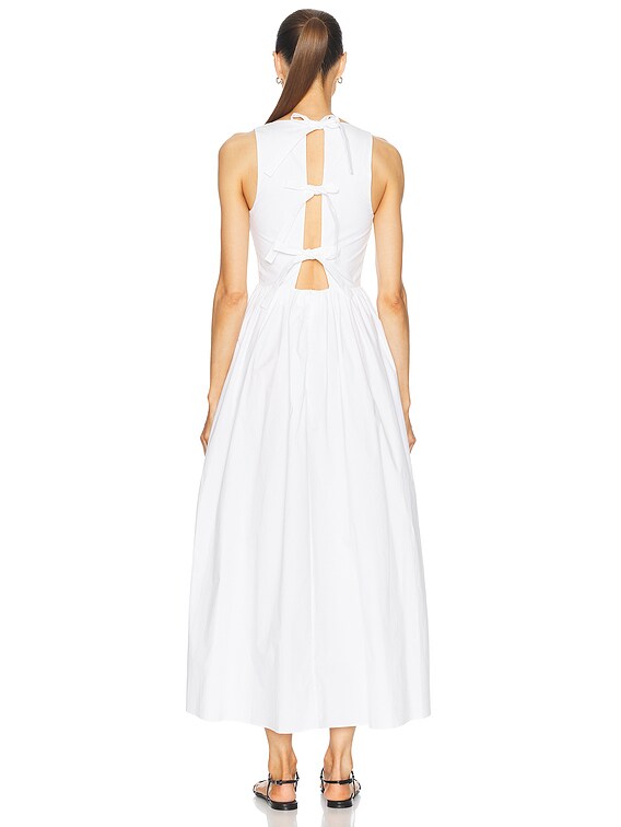 white tie back midi dress AUDREY White Midi Dress With Back Tie | Women's | Sizes S-XL