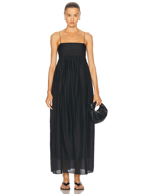 Matteau Empire Pintuck Bodice Dress in Black | FWRD