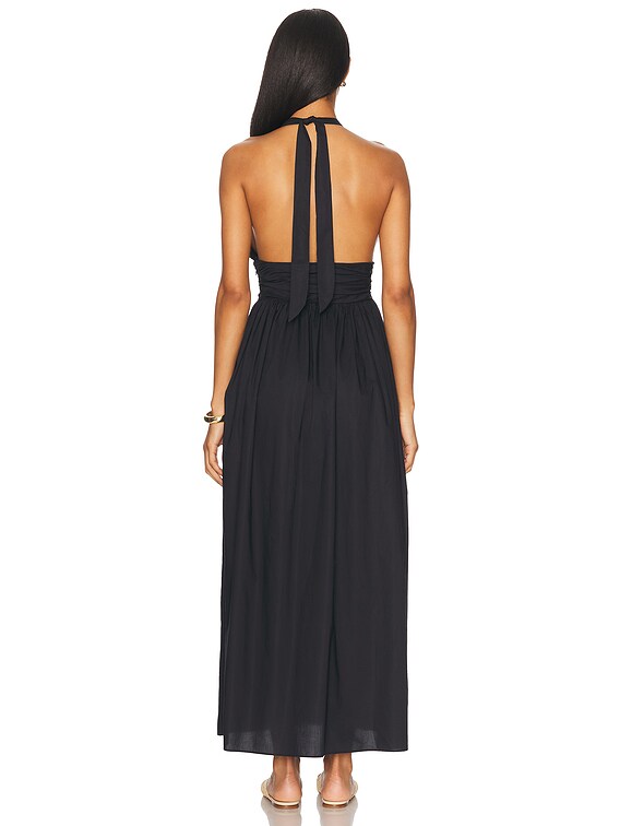 matteau open back plunge dress Plunge Halter Dress - Black
