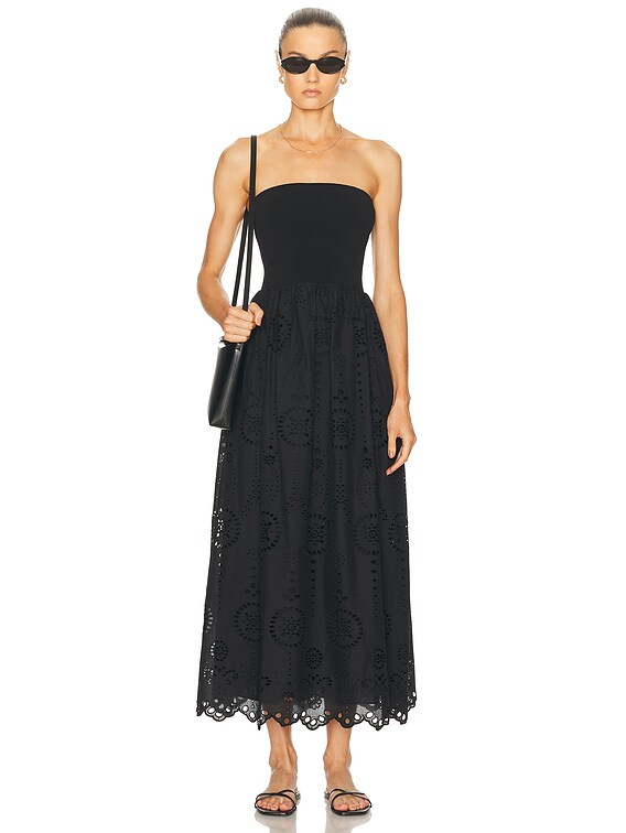 Matteau Knit And Broderie Dress in Black | FWRD