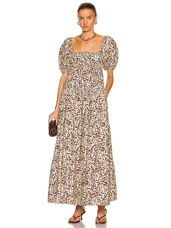 Matteau Shirred Tiered Dress in Santal | FWRD Matteau Shirred Tiered Dress in Santal | FWRD