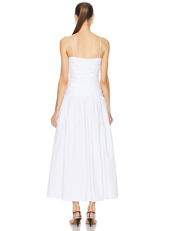 Matteau Gathered Drop Waist Dress in White | FWRD