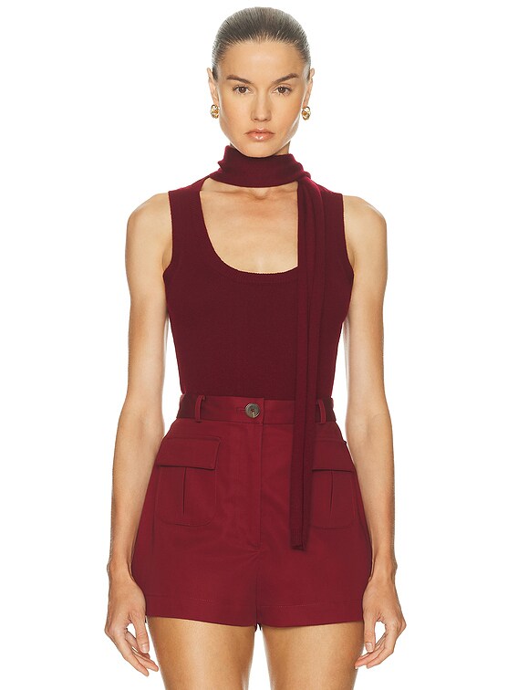 MATTHEW BRUCH Scarf Tank Top in Burgundy Knit | FWRD MATTHEW BRUCH Scarf Tank Top in Burgundy Knit | FWRD