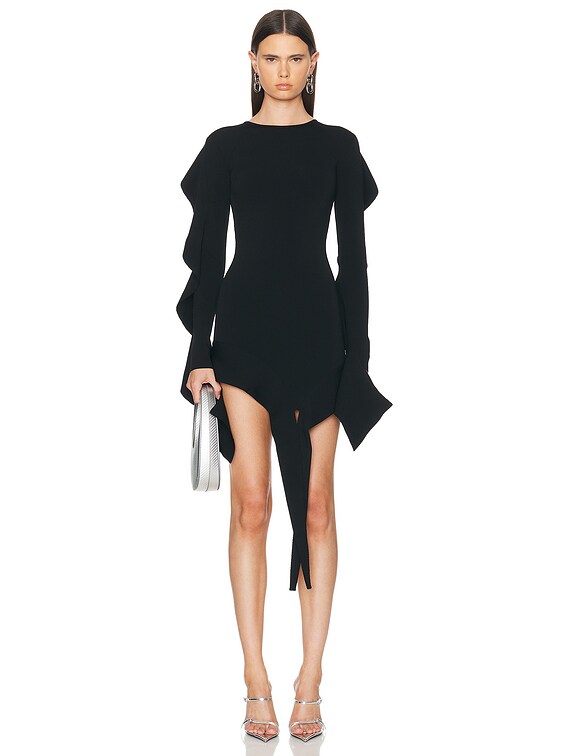 【関税込み】Mugler ブラック セミシア ミニドレス Mugler ドレス - Black | FWRD