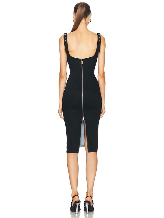 white christmas dresses MUGLER Blue & Black Paneled Denim Minidress – Petite Chérie