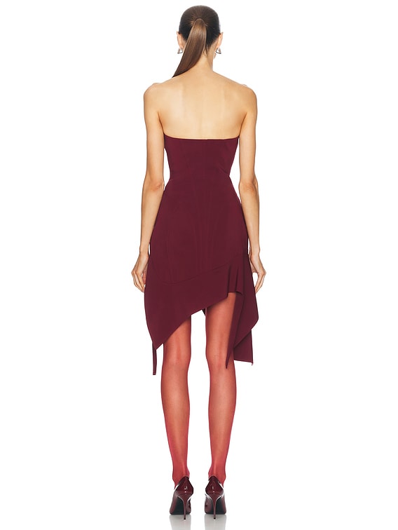 Mugler Asymmetric Mini Dress in Blood Red | FWRD