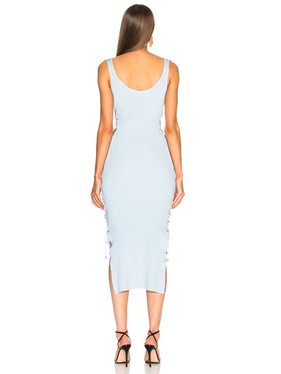 Mugler Side Lace Up Midi Dress in Mystic | FWRD