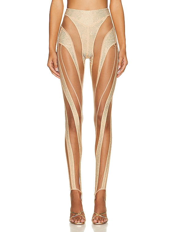 Buy MUGLER Beige Spiral Leggings - 20202 Beige/nude 02 At 37% Off