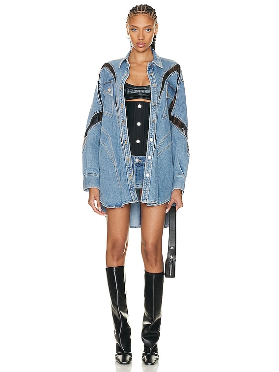ワンピース MUGLER Women Mid Skirts 24W2RO16291116 6028 BLUE Mugler Corset Mini Skirt in Medium Blue & Black | FWRD
