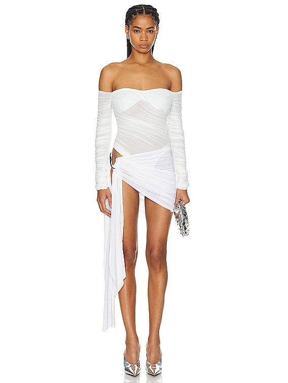 knee length dresses for ladies White Mesh Sheer Lace Up Sleeveless Cover Up Dress main image 1