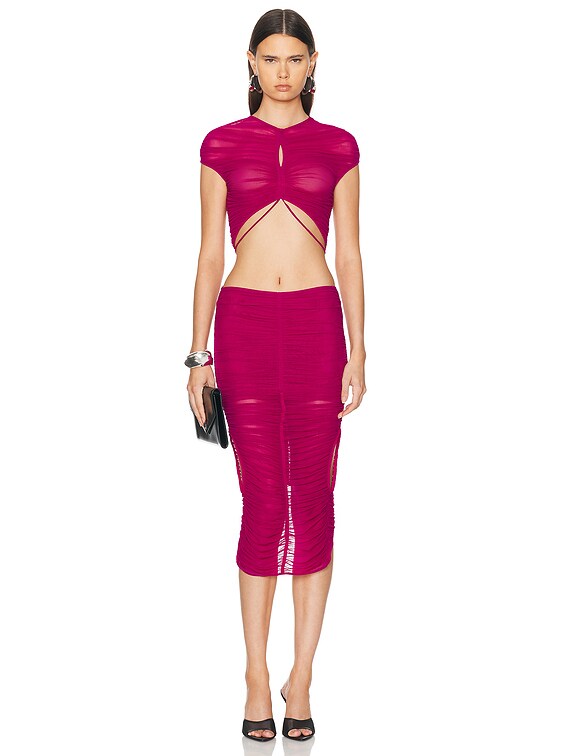 pink mesh crop top