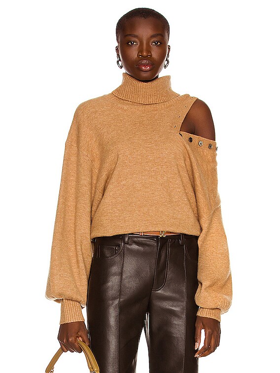 Button turtleneck clearance sweater