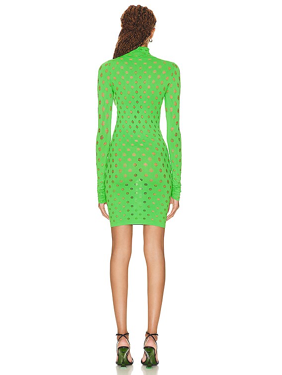 Maisie Wilen Perforated Turtleneck Dress in Chartreuse | FWRD