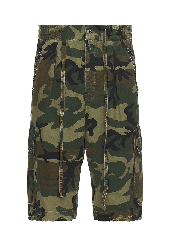 Nahmias Pleated Cargo Shorts in Camo | FWRD
