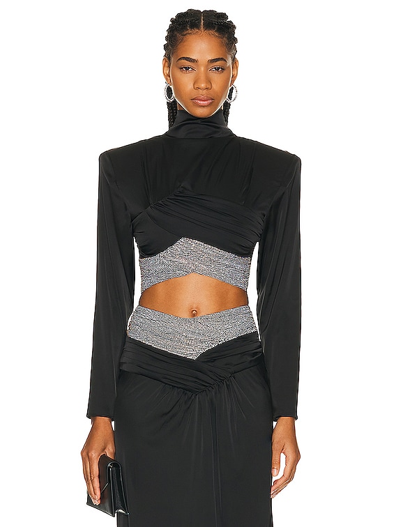 Agnus Long Sleeve Crop Top - Black