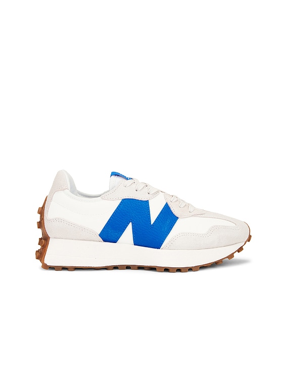 New Balance 327 Sneaker in Moonbeam & Blue Oasis | FWRD New Balance 327 Sneaker in Moonbeam & Blue Oasis | FWRD