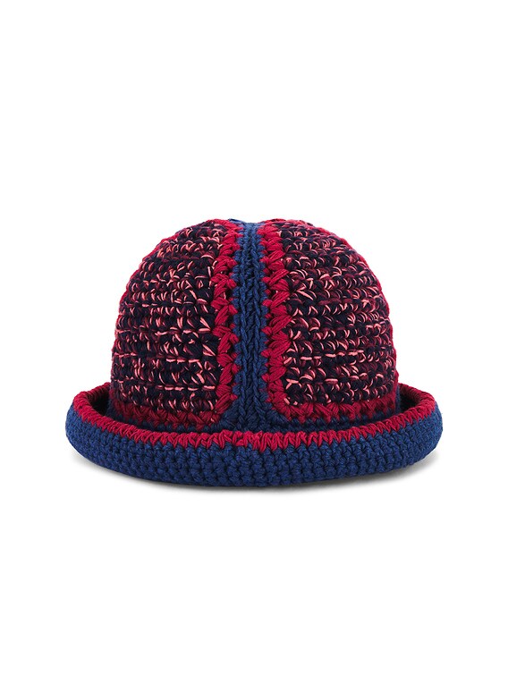 【500円引きクーポン】 Crochet Hand Daley Nicholas Bucket Navy Burgundy, in Hat 帽子