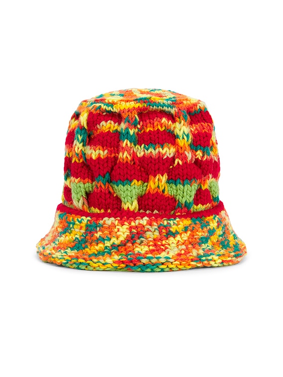 Nicholas Daley Hand Knitted Roots Hat in Orange, Green, & Yellow