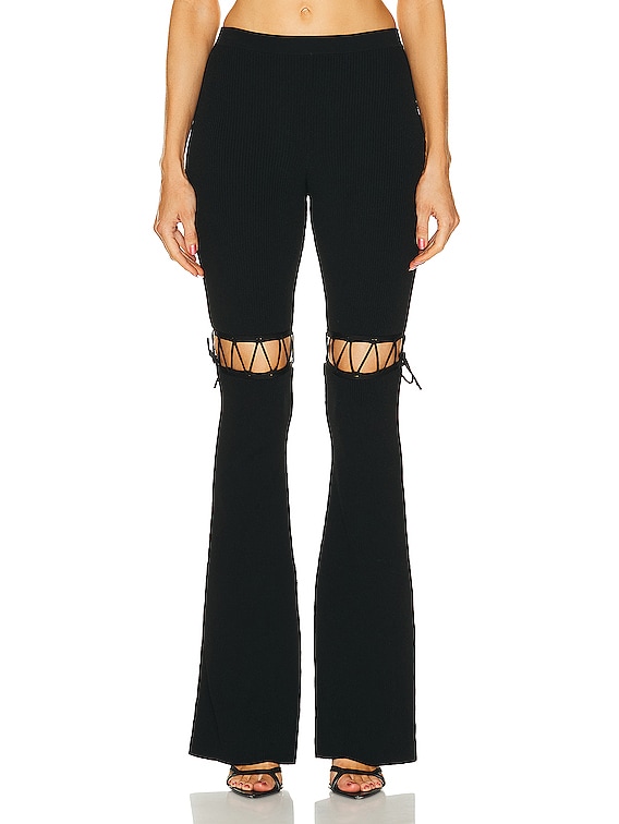 ボトムスその他 Nensi Dojaka FW23 Flared laced leggings (KT022BLACK) Nensi Dojaka Lace Flare Leggings in Black | FWRD