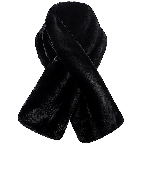 NOUR HAMMOUR Vienna Shearling Scarf in Black | FWRD