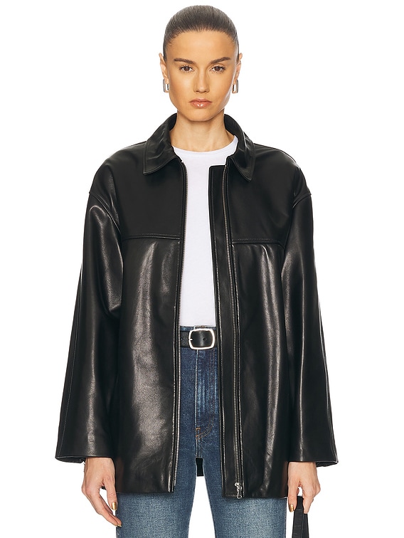 NOUR HAMMOUR Layne Sleek Leather Jacket in Black | FWRD