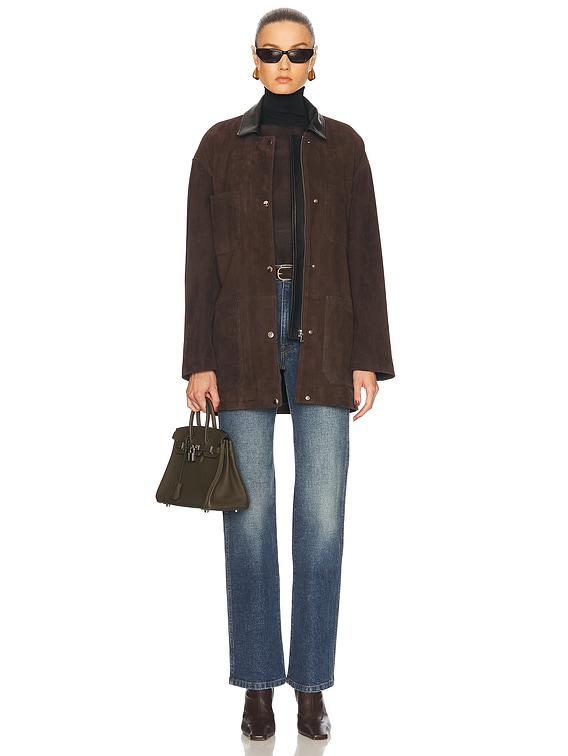 NOUR HAMMOUR BARN ジャケット - Mocha Suede & Black | FWRD