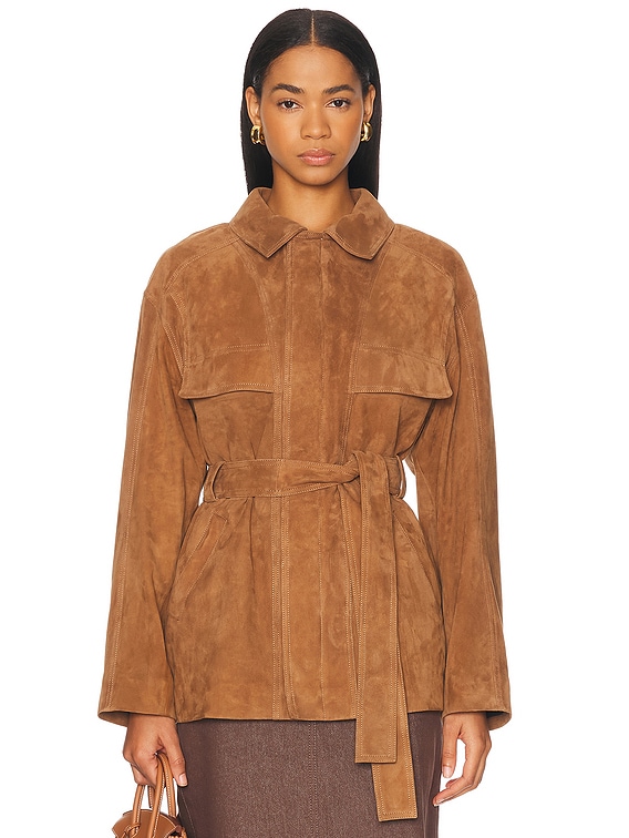 NOUR HAMMOUR Zakary Suede Jacket in Tobacco Suede | FWRD