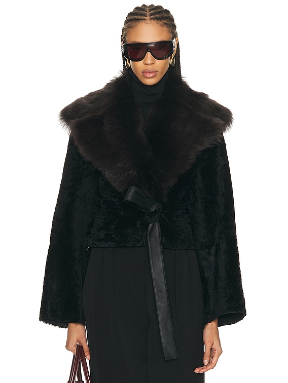 NOUR HAMMOUR Renata Coat in Noir Boheme | FWRD