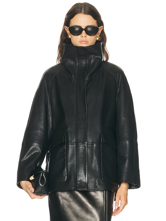 NOUR HAMMOUR Ansel Leather Jacket in Black | FWRD
