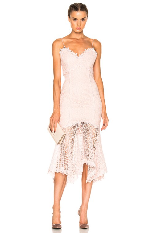 nicholas guipure lace cocktail dress NICHOLAS Guipure Lace Cocktail Dress in Vintage Rose