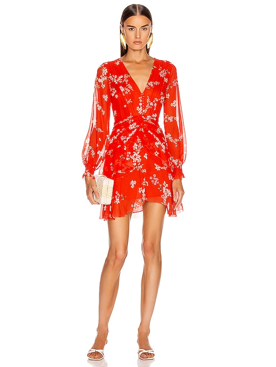 nicholas floral pintuck mini dress