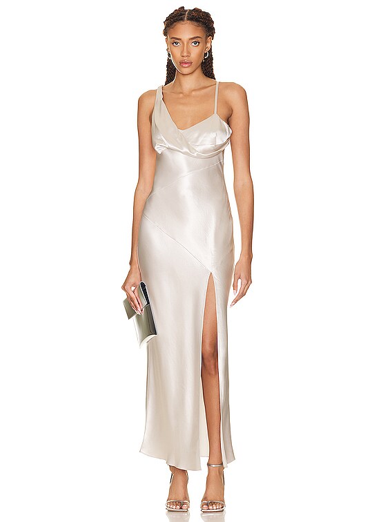draped asymmetrical midi dress Mare Mare Sleeveless Draped Asymmetrical Midi Dress XS / Peach