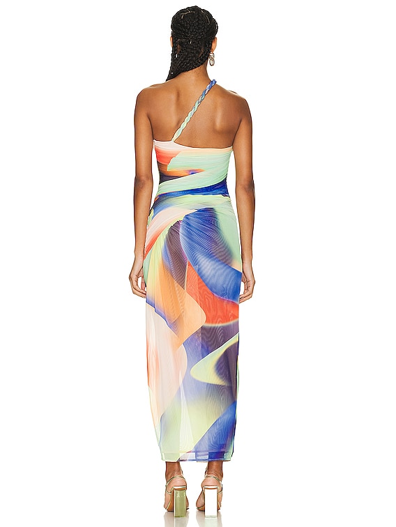 Drue Draped Asymmetrical Midi Dress