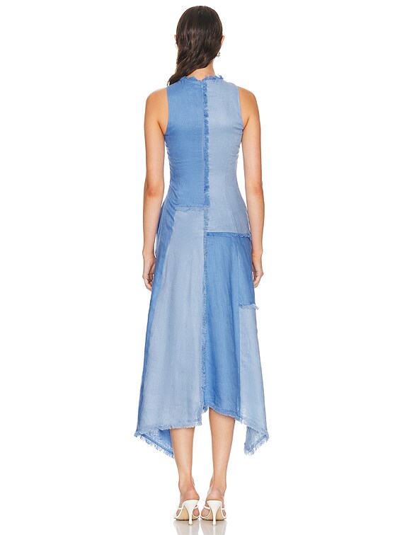 NICHOLAS Thalassa Patchwork Fringe Dress in Sky Mix | FWRD