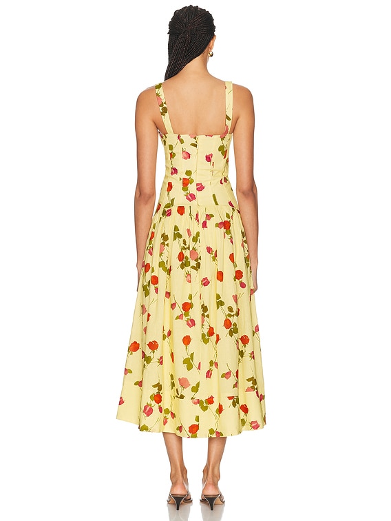 NICHOLAS Makenna Drop Waist Corset Dress in Fallen Roses | FWRD NICHOLAS Makenna Drop Waist Corset Dress in Fallen Roses | FWRD