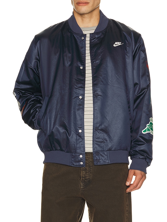 Nike Nk Club Varsity Jacket Reissue in Obsidian & Sail | FWRD
