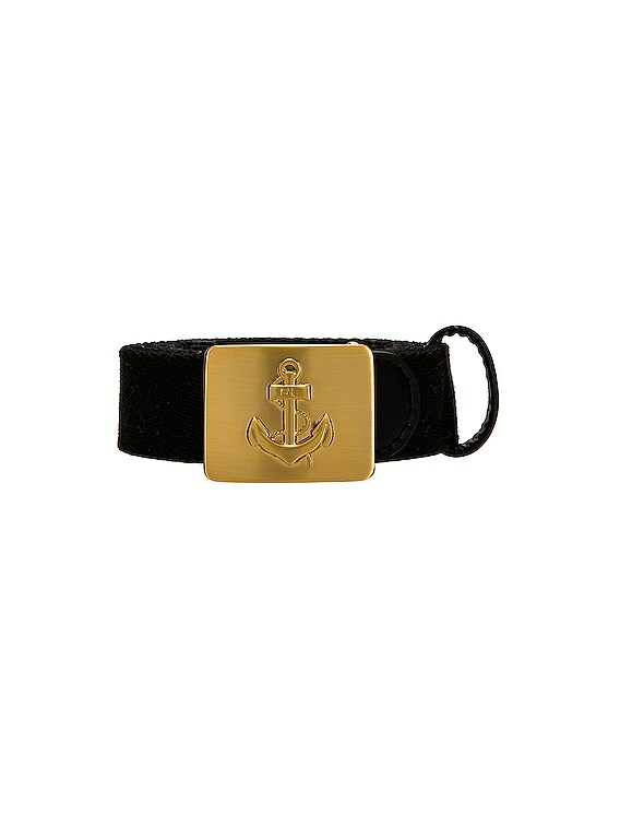 NILI LOTAN Anchor Plaque Webbing Belt in Black | FWRD display picture 3