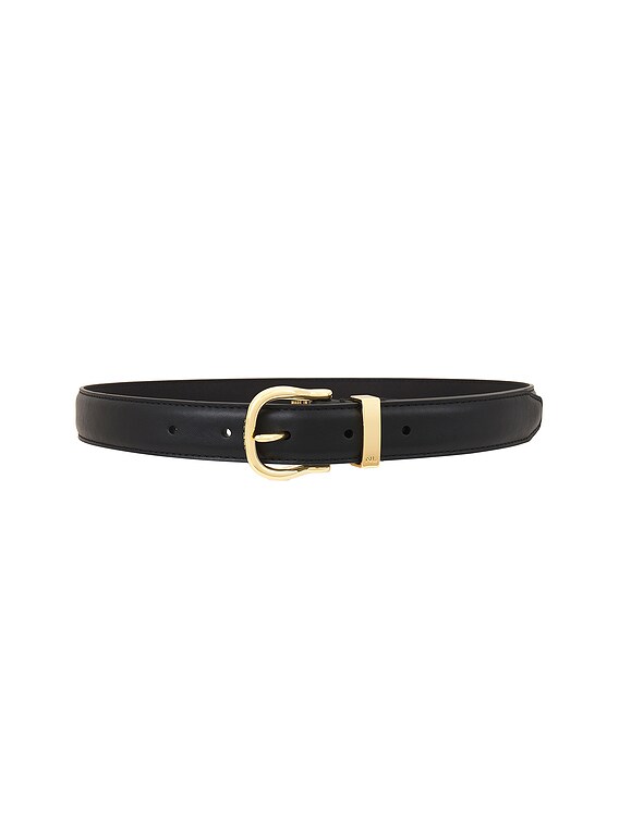 NILI LOTAN Louise Belt in Black & Shiny Brass | FWRD