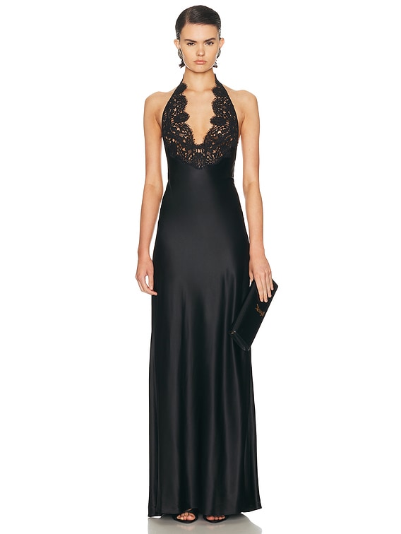 how to style halter dress Backless Long Halter Prom Dress with Boned Waist Marigold / Medium main image 1