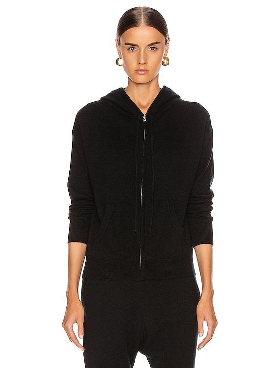 cashmere zip front hoodie