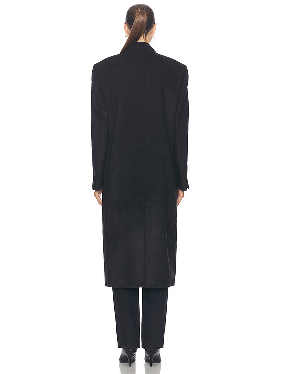 NILI LOTAN Edmont Double Breasted Long Coat in Charcoal | FWRD