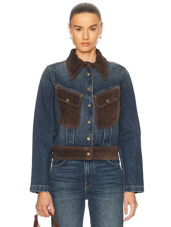 NILI LOTAN Brooklyn Denim Jacket in Simon Wash | FWRD