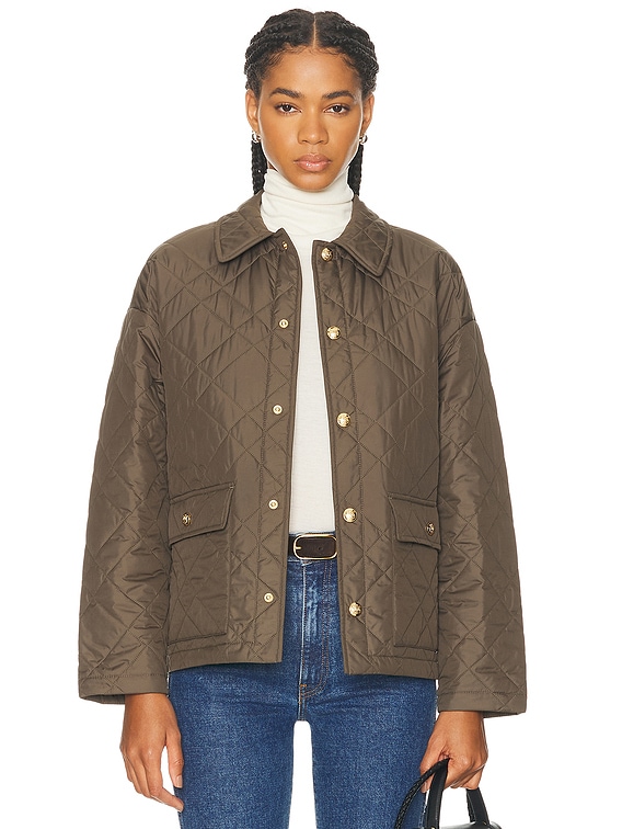 NILI LOTAN Helah Quilted Parka Jacket in Army Green | FWRD