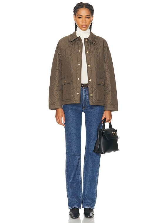 NILI LOTAN Helah Quilted Parka Jacket in Army Green | FWRD