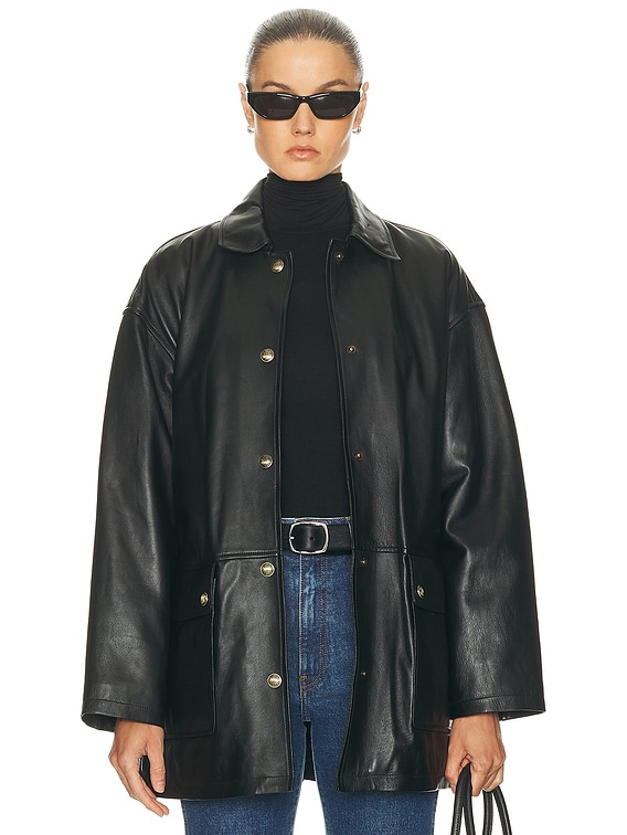 NILI LOTAN Cordel Leather Coat in Black | FWRD