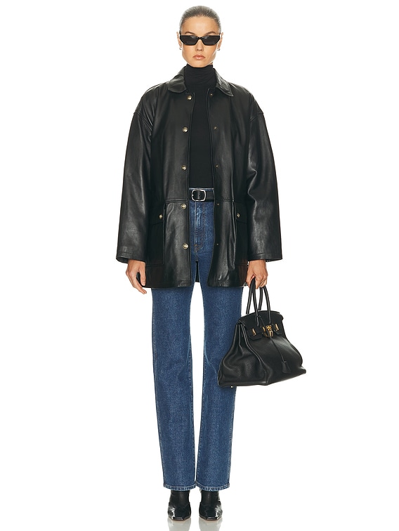 NILI LOTAN Cordel Leather Coat in Black | FWRD