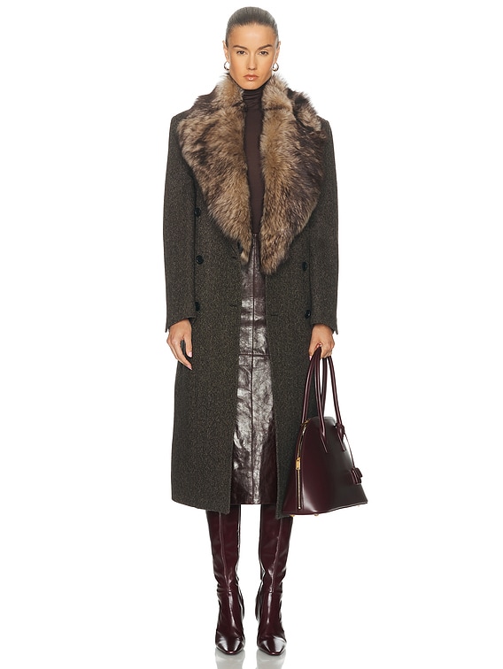 NILI LOTAN Edina Coat in Bark Herringbone | FWRD